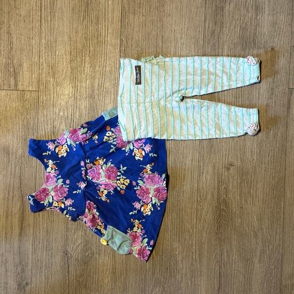 Matilda Jane 12M Baby Girl Floral Swing Top & Striped Leggings Outfit Set - Picture 3 of 5